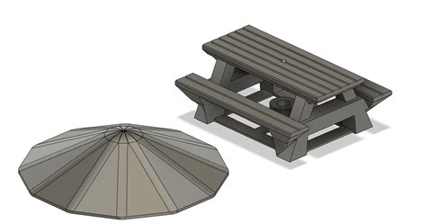 Basic Picnic Table with Umbrella • 1:64 Scale by Starstreak Designs | Download free STL model ...