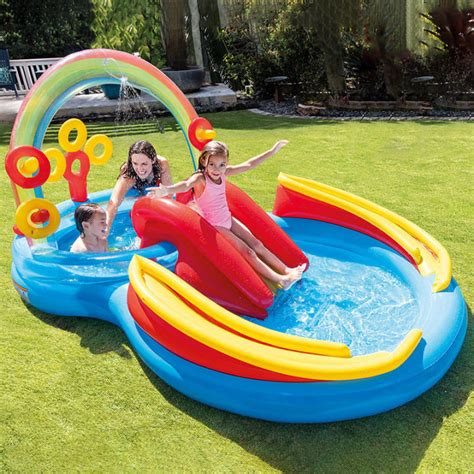 INTEX 57444 Children'S Inflatable Swimming Pool Slide Thickening Fountain Ocean Ball Pool Home ...