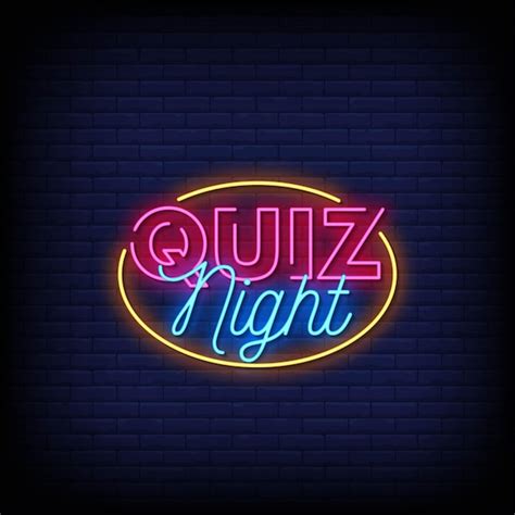 Quiz Night Logo Neon Signs Style Texte | Vecteur Premium