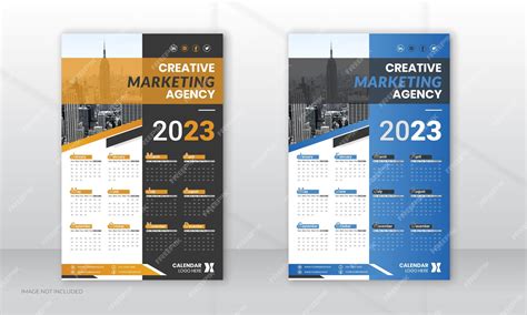 Premium Vector | 2023 Modern blue marketing calendar template