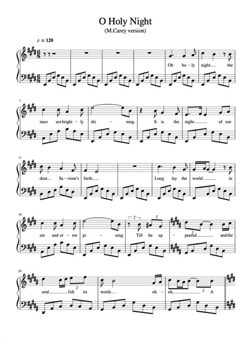 Mariah Carey O Holy Night Sheet Music Downloads