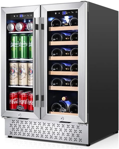 TYLZA Wine and Beverage Refrigerator, 24 Inch Built-In Dual Zone Wine ...