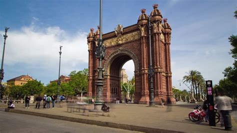 View Of Arc De Triomf, Illuminated At Night, Barcelona, Spain Stock Footage Video 3216613 ...