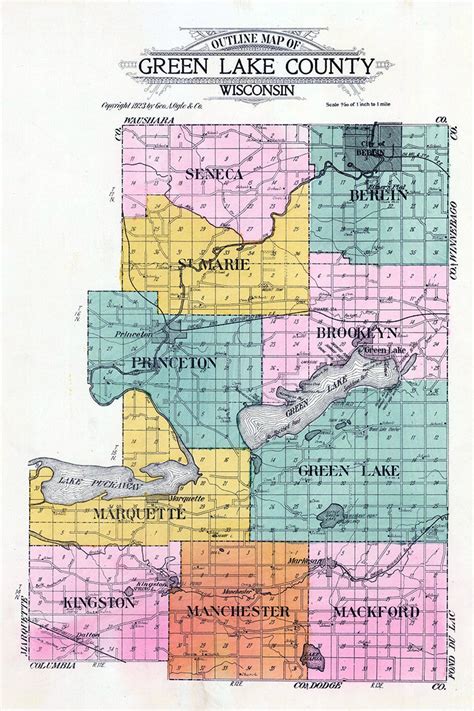 1923 Map of Green Lake County Wisconsin - Etsy