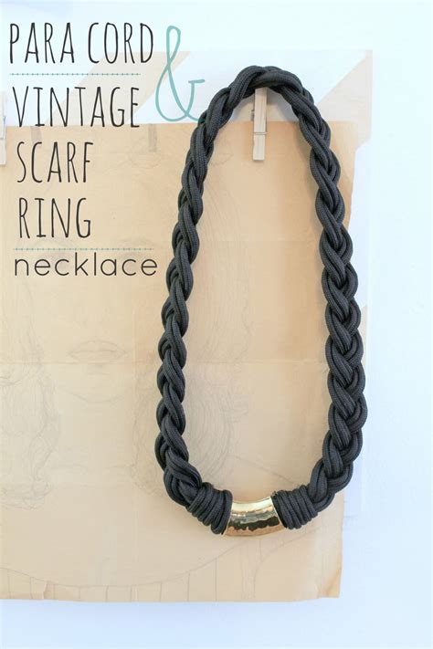 Paracord and Vintage Scarf Ring Necklace • Whipperberry