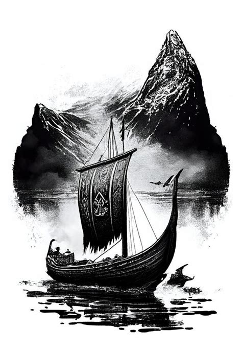 Watercolor Vikings Ship Stock Illustrations – 10 Watercolor Vikings ...