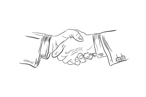 Line Art Simple Handshake Drawing - Download Free Mock-up