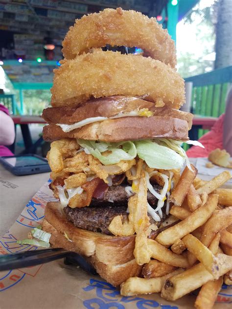 OMG Burger from River City Cafe Myrtle Beach SC [OC][4032x3024] | Beach meals, Man vs food, Food