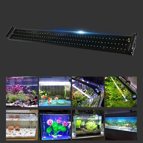 New 120 White & 24 Blue LEDs Fish Aquarium Light Super Bright Fish Tank Light Lamp with ...