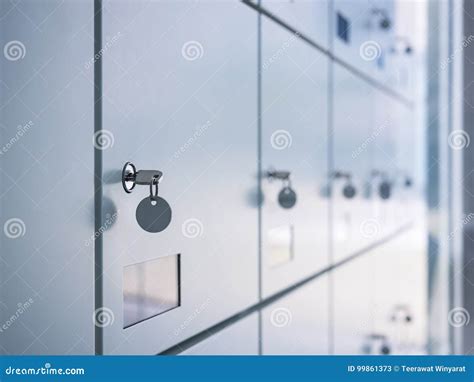 Lockers with Key in Locker Room Safety Box Stock Image - Image of ...