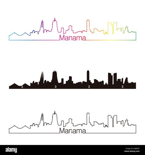 Manama skyline linear style with rainbow Stock Photo - Alamy