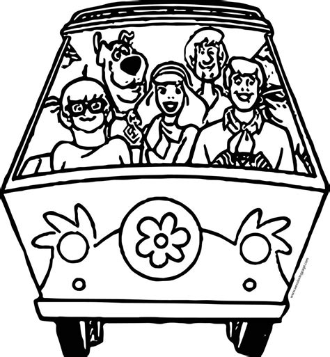 Scooby Doo Gang In Car Coloring Page - Wecoloringpage.com