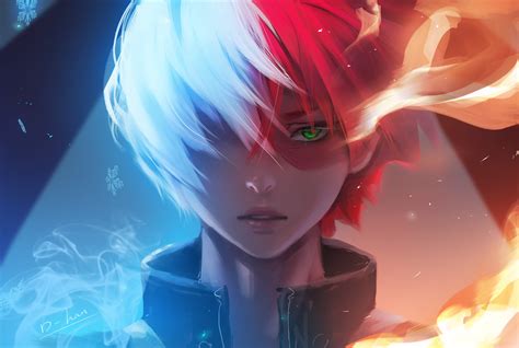 Download Two-toned Hair Face Green Eyes Shoto Todoroki Anime My Hero ...