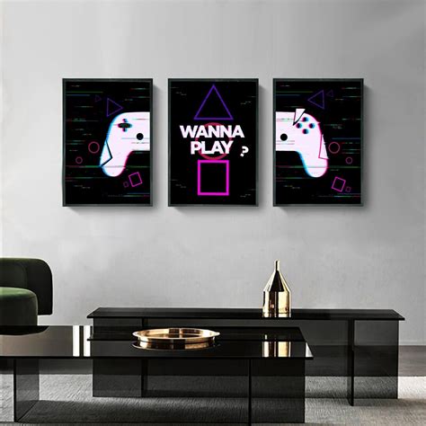 Wanna Play Wall Art Gaming Wall Art Set of 3 Wall Art Gaming Print ...