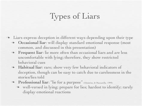 Types of Liars Liars