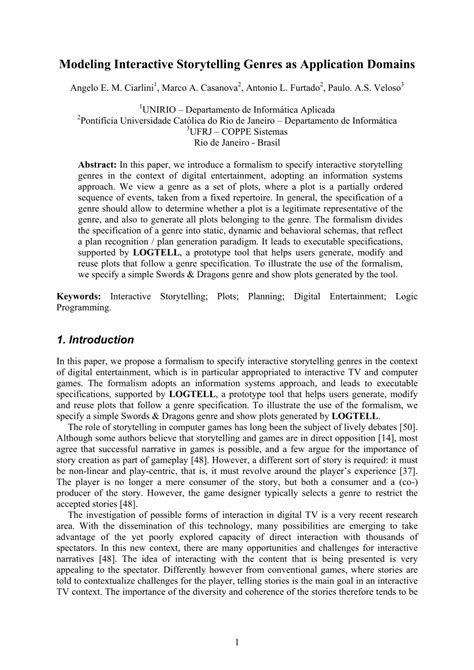 (PDF) Modeling interactive storytelling genres as application domains