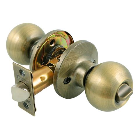 Toledo Fine Locks Antique Brass Privacy Door Knob Lock SetCV1920AVUS5 ...