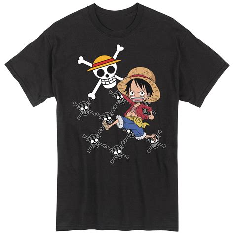 NOV192308 - ONE PIECE LUFFY SKULLS BLK T/S LG - Previews World