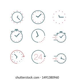 Set Clock Icons Indicating Time Passing Stock Vector (Royalty Free ...