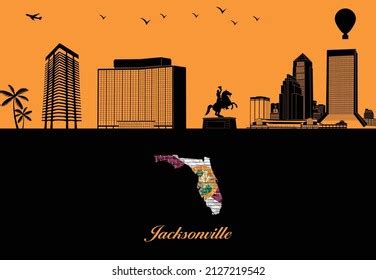 Jacksonville City Skyline Silhouette Illustration Stock Vector (Royalty Free) 2127219542 ...