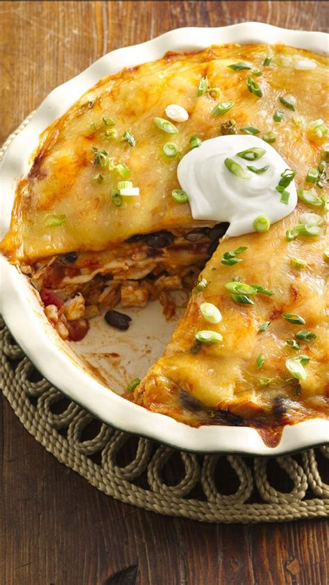 Speedy Layered Chicken Enchilada Pie Chicken Enchilada Pie Recipe, Chicken Recipes, Enchilada ...