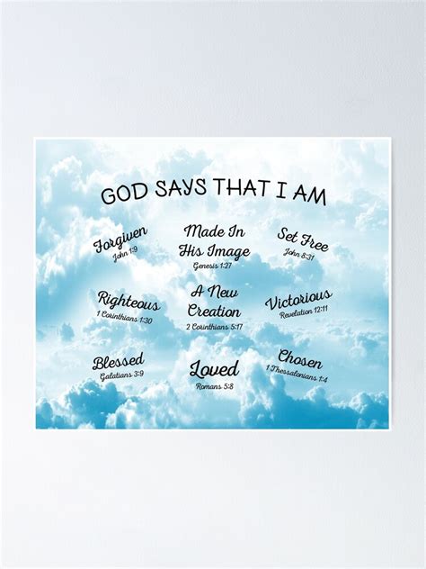 "God Says That I Am | Inspirational Christian Bible Verses" Poster for ...