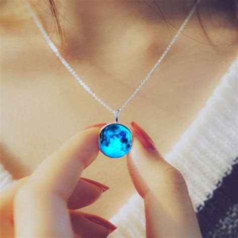 Glow In The Dark Blue Moon Necklace | Moon necklace, Full moon necklace, Moon bracelet