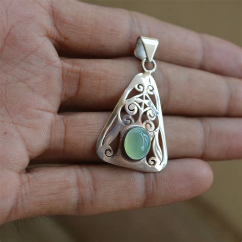 Prehnite Pendant 925 Sterling Silver Prehnite Jewelry Beautiful Silver Prehnite Gem… | Silver ...