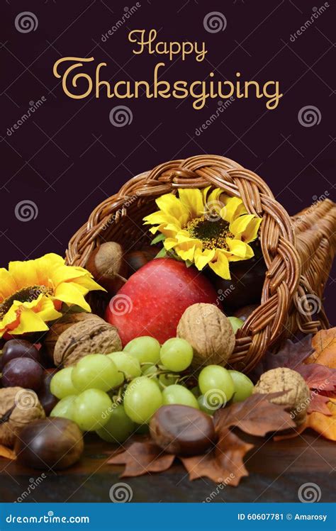 Thanksgiving Cornucopia Centerpiece Stock Image - Image of food, leaf: 60607781