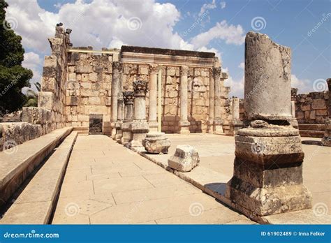 Ruins of Ancient Synagogue in Capernaum, Israel. Stock Image - Image of ...