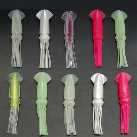 10pcs 15cm Soft Plastic Squid Fishing Lures For Jigs Mixed Color Big Game Fishing Luminous Squid ...