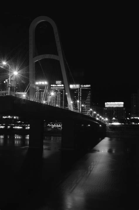 Free Images : light, black and white, bridge, skyline, cityscape, dusk ...