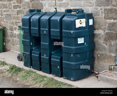 Oil storage tank for domestic central heating narrow type to fit in a small space Stock Photo ...