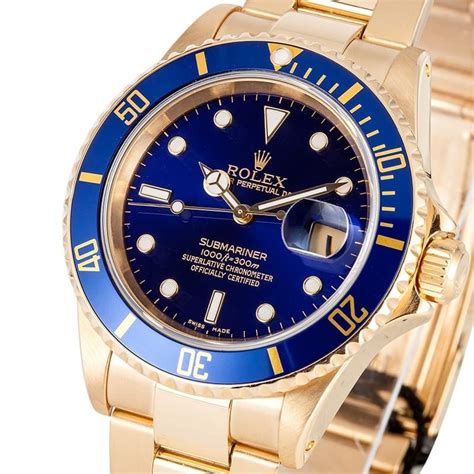 18K Yellow Gold Rolex Submariner - Save on Authentic Rolex at Bobs