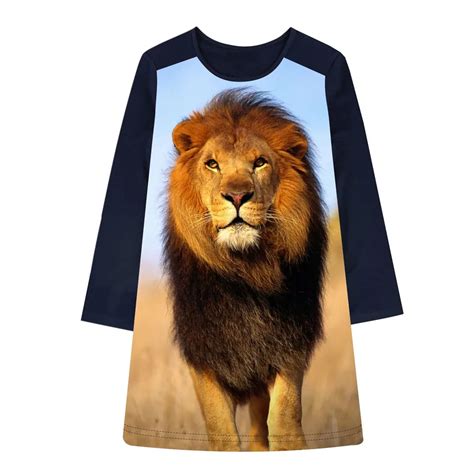 Kids Summer fashion Dress Print lion Girls Dresses for Formal Party ...