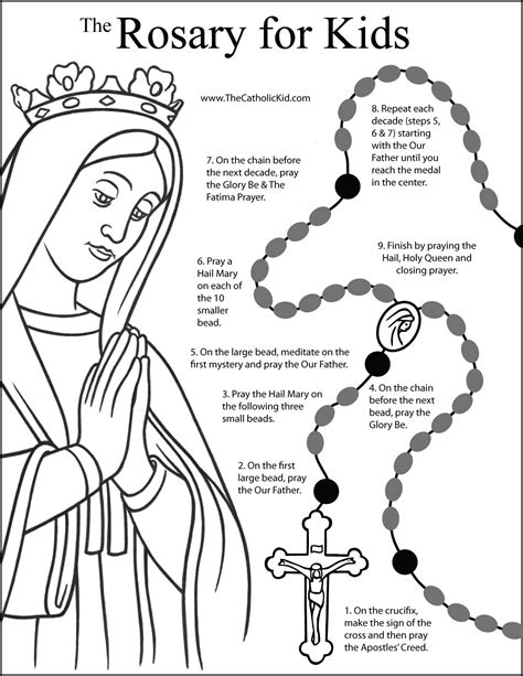 Pray The Holy Rosary - Catholic Coloring Page Downloads - TheCatholicKid.com