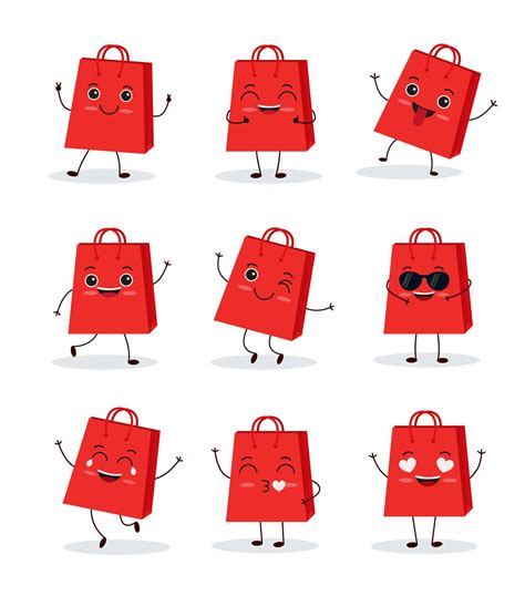 Cute happy funny shopping bags. Vector cartoon character illustration icon design.Isolated on ...