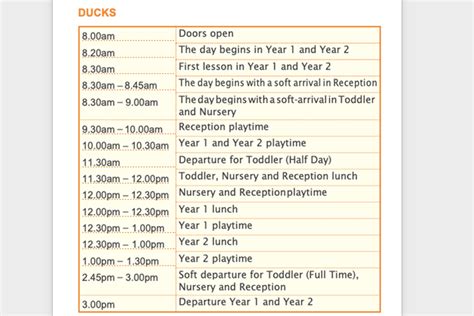 DUCKS Schedule - Kindergarten's Timetables | Dulwich College Shanghai ...