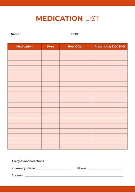 Free Printable Medication List Template For Your Need - vrogue.co