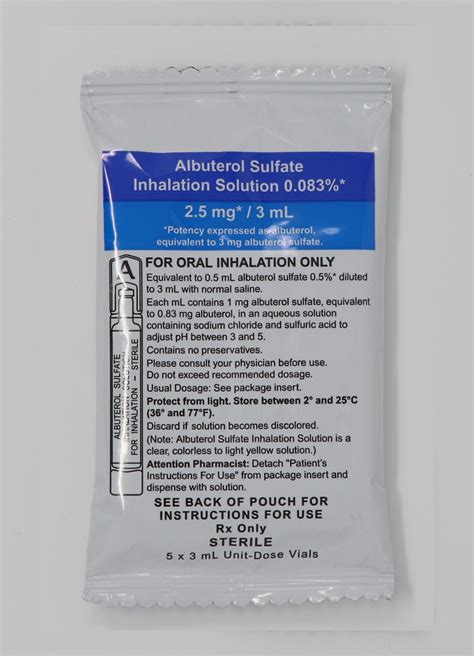 ALBUTEROL SULFATE INHALATION SOLUTION 0.083% 2.5mg/3mL 5x3mL UNIT-DOSE VIALS