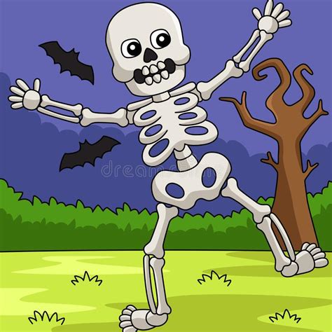 Dancing Skeleton Halloween Coloring Page Isolated Stock Vector ...