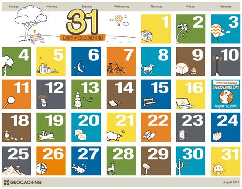 31 Days of Geocaching Printable Calendar – Official Blog