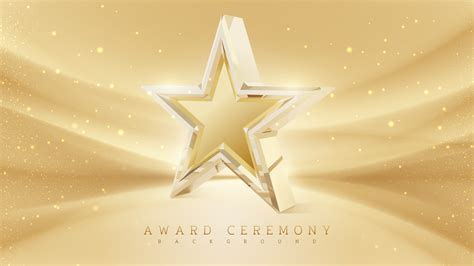 Award ceremony background with 3d gold star element and glitter light ...