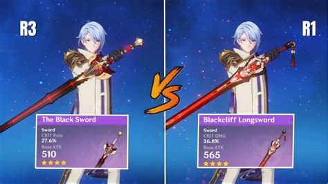 Ayato Weapon Comparison : Black Sword vs Blackcliff Longsword | Genshin Impact - YouTube