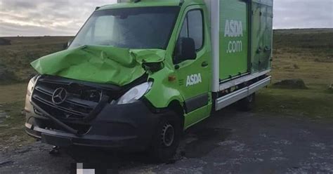 Asda van wrecked on Dartmoor after crashing into cow - Devon Live