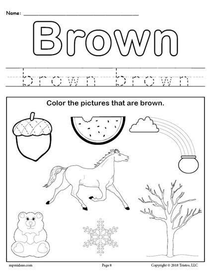 FREE Color Brown Worksheet | Hojas de trabajo jardín de infancia ...