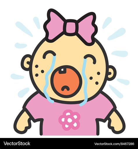 Cartoon crying baby girl isolated Royalty Free Vector Image