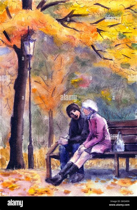 Painting woman sitting on bench hi-res stock photography and images - Alamy