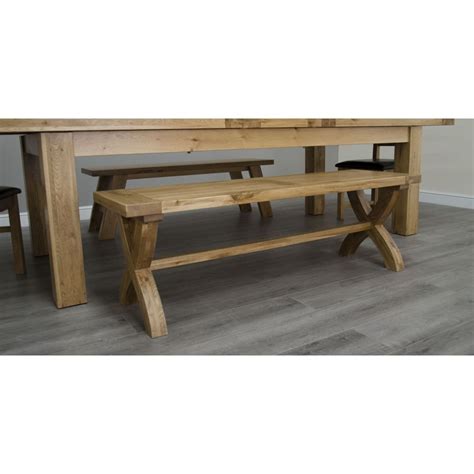 Deluxe Solid Oak Furniture Dining Cross Leg Bench - SALE NOW ON