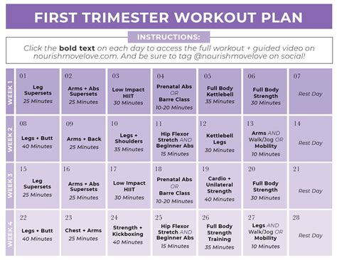 First Trimester Workout Plan (FREE PDF) | Nourish Move Love